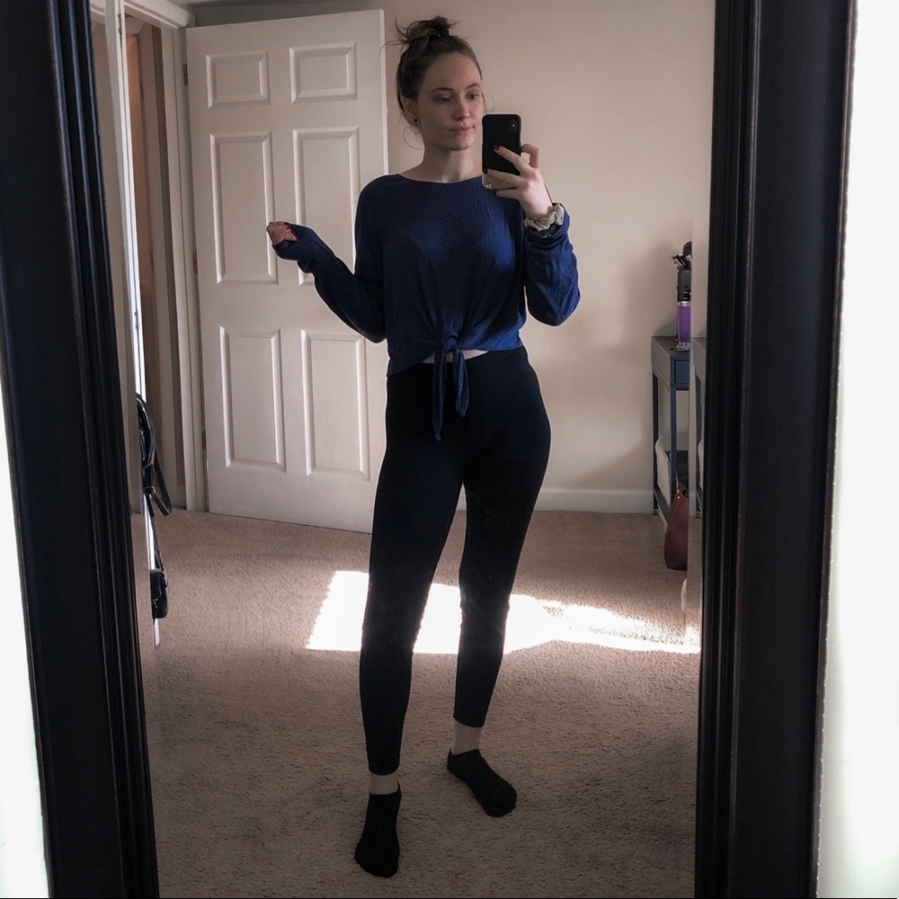 3+ Bundle 50% Off - Long Sleeve Blue Top with Tie